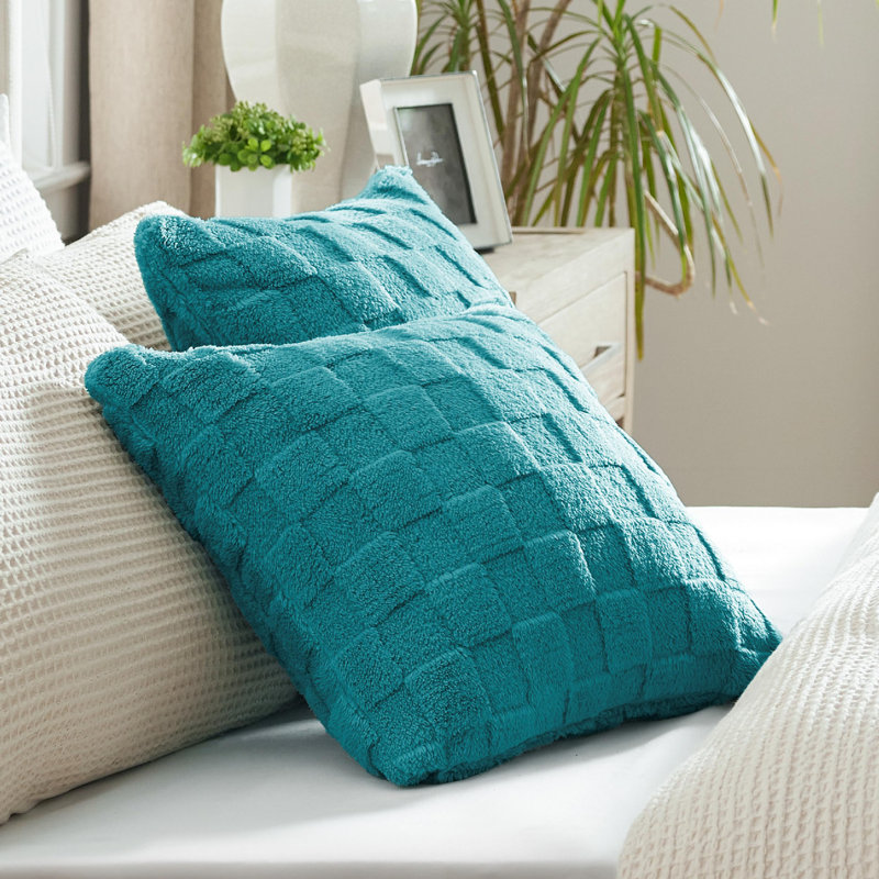 Bedsure Checkered Throw Pillow Covers, Tahitian Teal