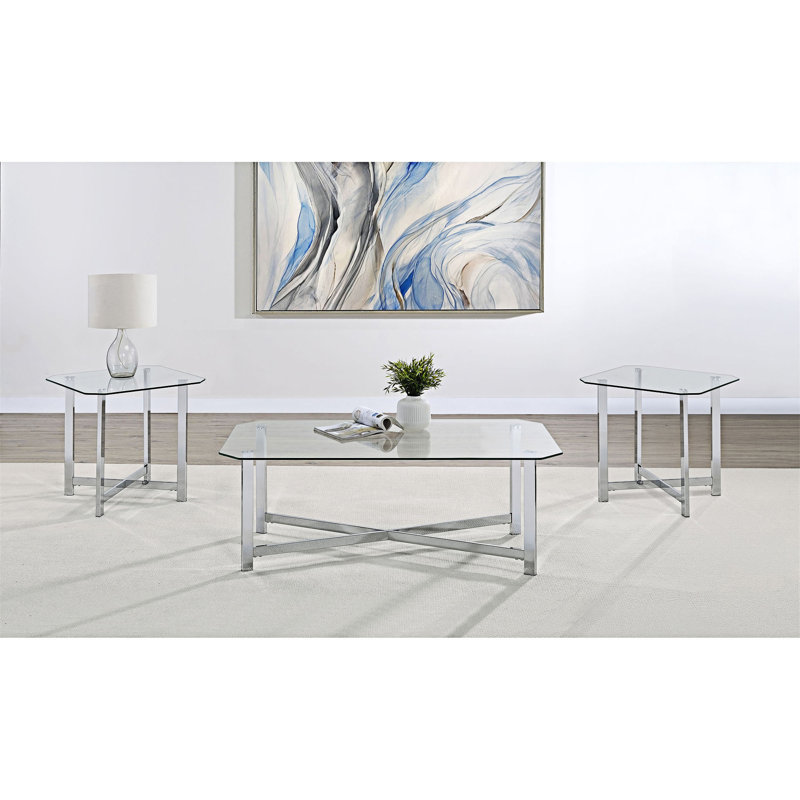 Ensemble de tables basses 3 pièces, H 18,26 po x l 48,01 po x P 26,01 po