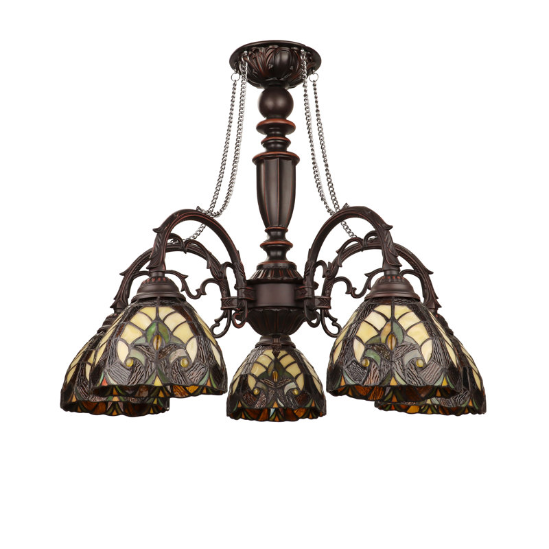 Kasson 5 - Light Glass Dimmable Classic / Traditional Chandelier, Yellow