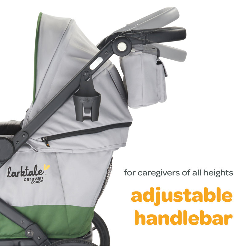 Caravan Coupe Quad Compact Stroller Reclining 4-Seat Wagon, Gray/Green