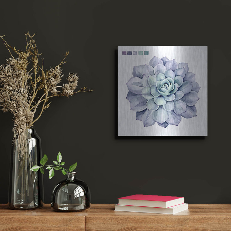 «Succulent Swatches III» par Grace Popp, verre d'art mural en métal, H 12 po x l 12 po