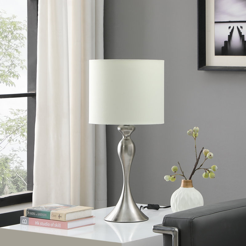 Candlestick Table Lamp, Brushed Silver