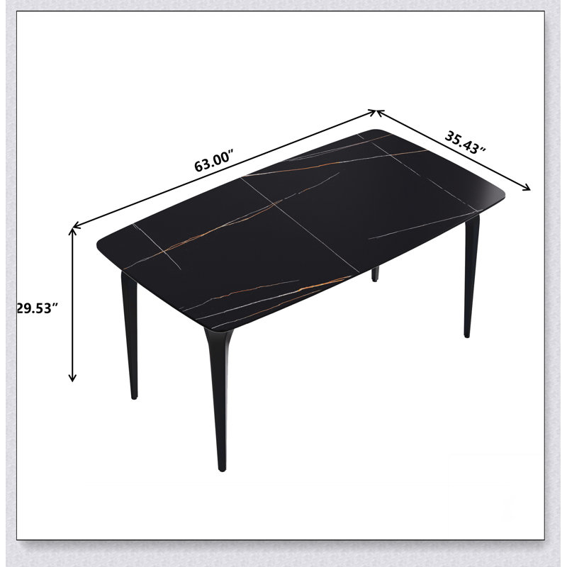 Table de salle à manger 70,87 po, Noir, H 29,53 po x L 63 po x l 35,43 po