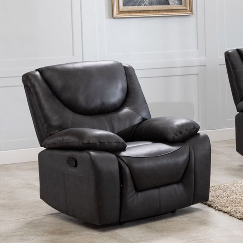 Upholstered Recliner, Charcoal Leather Match