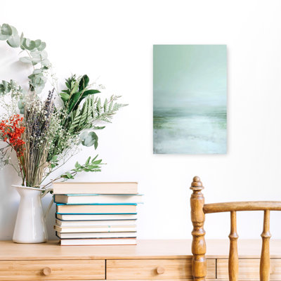 Seaglass Floral Spring Garden On White Abstract Contemporary Delicate Coastal Landscape Wall Art
