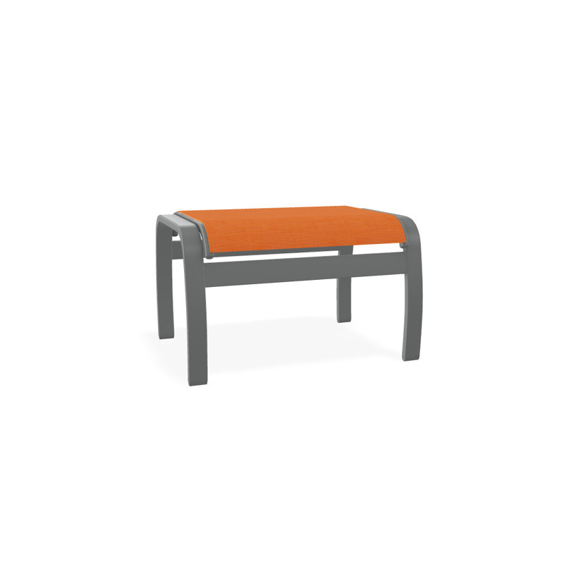 Repose-pieds d'extérieur avec coussin Askar, Graphite texturé, Toile Sunbrella® tangerine