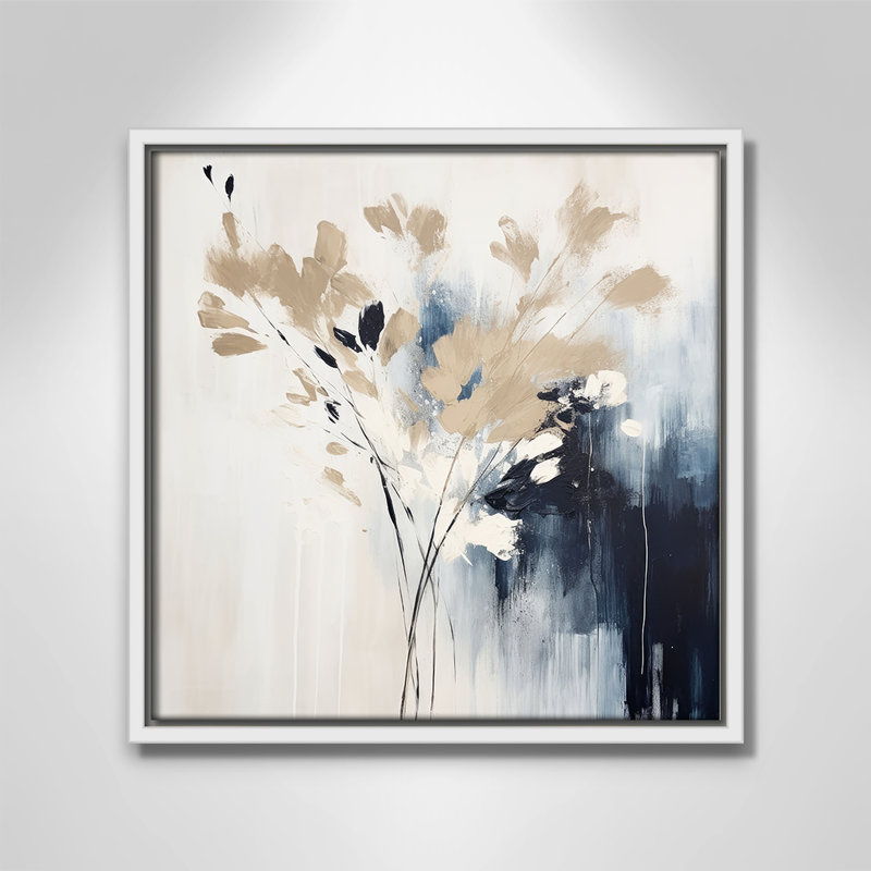 «Bliue Earthly Neutralité II» par Irena Orlov, L 13,5 po x H 13,5 po, Toile avec cadre, Flotteur blanc