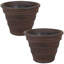 Pot de fleurs rond en polyrésine pour l'extérieur de 13 po x 9,75 po - Fast - rouille - ensemble de 2-1656852977