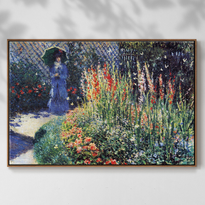 «Gladiolas», reproduction encadrée sur toile par Claude Monet, Noyer, H 25 po x l 37 po x P 2 po