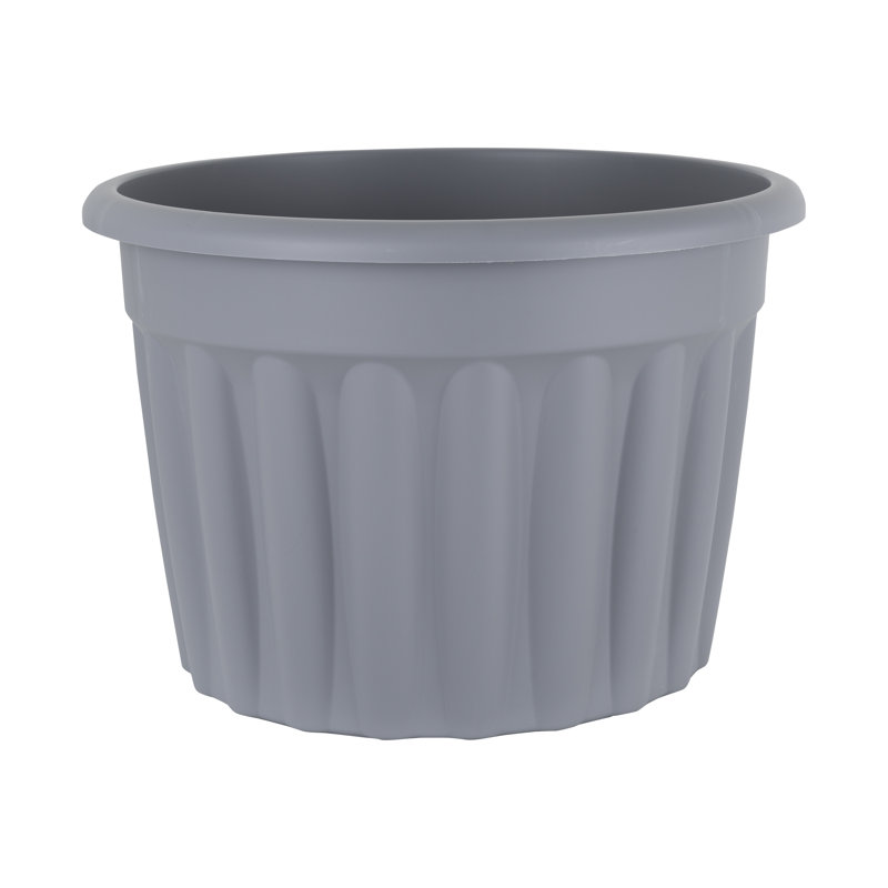 Wham Vista Round Planter Upcycle Grey, 40cm H x 60cm W x 60cm D