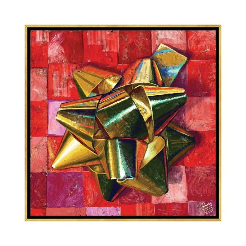 Golden Bow - reproduction d'art murale - toile encadrée, H 37 po x l 37 po, Impression encadrée sans passe-partout, Doré