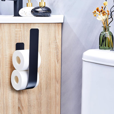 Porte-papier hygiénique mural - Support de rangement en rouleau supplémentaire pour salle de bain ou camping-car, organisateur en métal noir mat