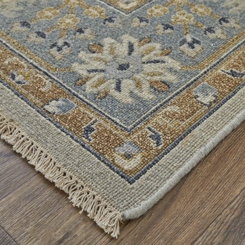 Corbitt Wool Oriental Area Rug in Blue, Rectangle 8'6" x 11'6"