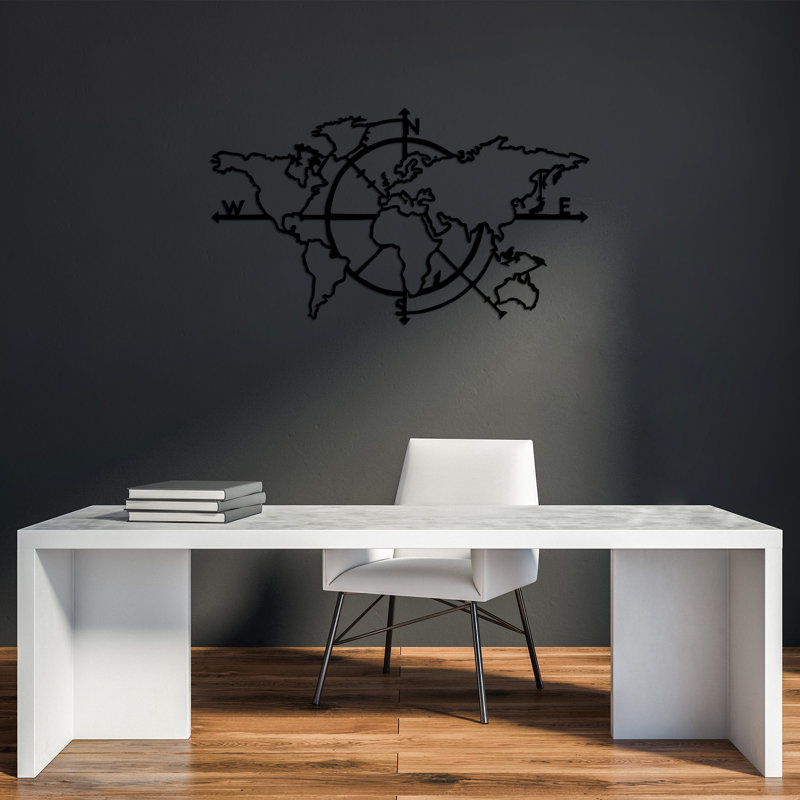 Elegant Decorative Metal Wall Accessory, Black, 46.5 x 26.8 inches | 100% Metal, Thickness: 0.06 inches | Easy Wall Mount with Back Piece | Stylish Home Decor for Living Room, Office & More