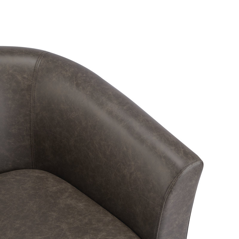 Fauteuil demi-tonneau pivotant en similicuir, Marron foncé