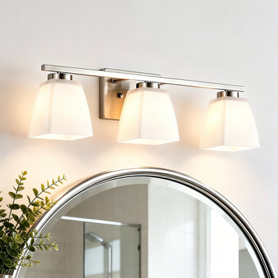 Éclairage pour meuble-lavabo moderne carré blanc en verre