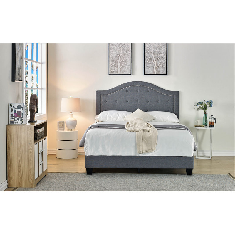 Minhquan Upholstered Standard Bed, Full, Gray