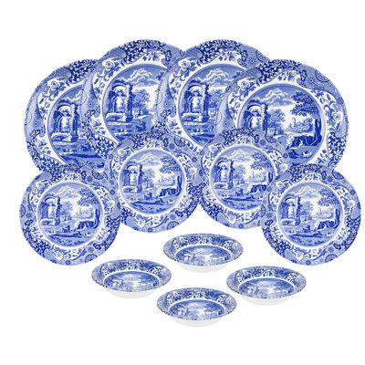 Blue Italian 12 Piece Dinnerware Set, Service for 4