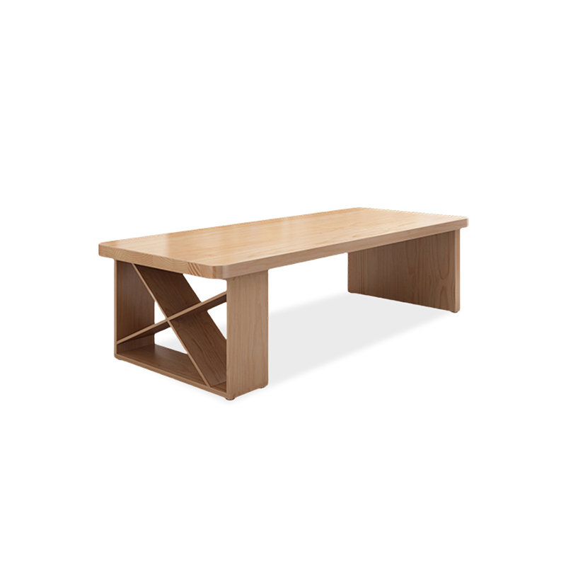 Bureau rectangulaire brun en bois massif, H 30,71 po x l 78,74 po x P 31,5 po
