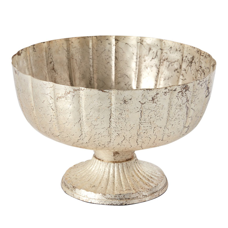 Metal Pot Planter, Champagne, 6.5" H x 10" W x 10" D