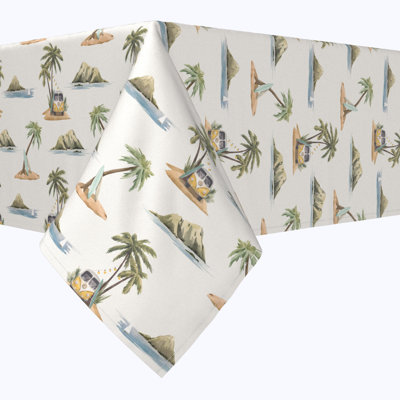 Square Tablecloth, 100% Cotton, 52X52", Retro Surf