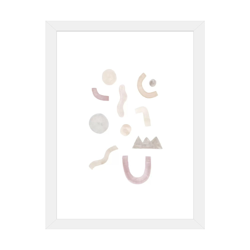 Aquarelle abstraite, composition iv - impression, Papier encadré blanc, Blanc, H 32 po x l 24 po x P 1 po