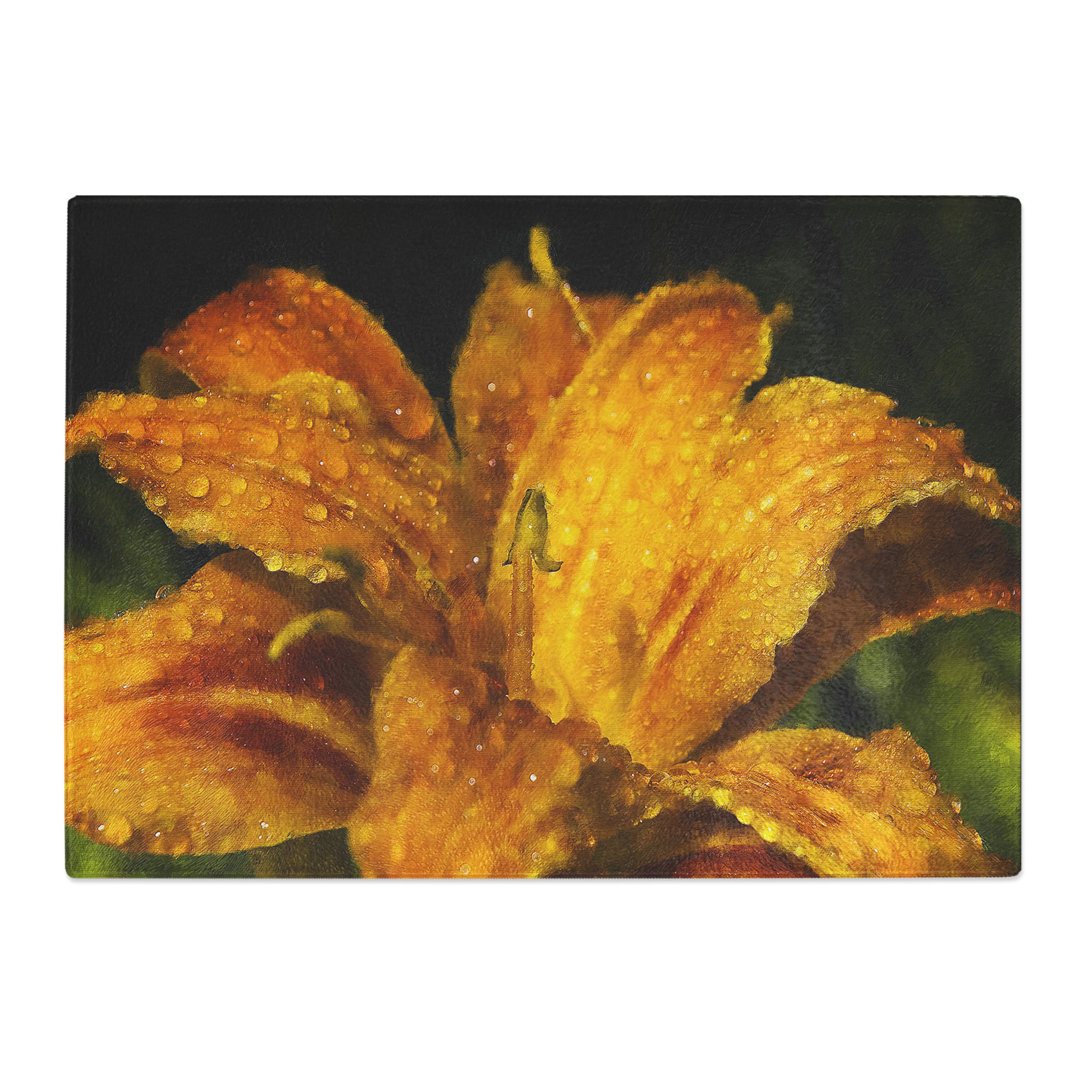 Yellow Lily Flower Painting Chopping Board