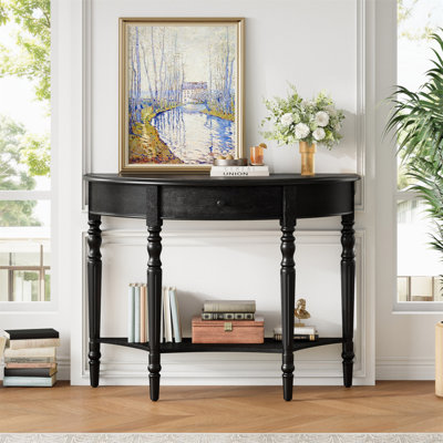 Console Trexm Farmhouse demi-lune avec tiroir et tablette