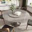 Table de salle à manger grise en pierre frittée grise avec plateau tournant en bois massif 4-8 sièges-2055770392
