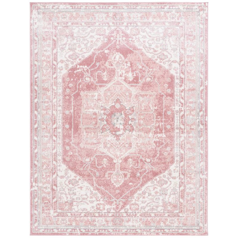 Lowrey Ivory Gray/Pink Rug, Rectangle 8' x 10'