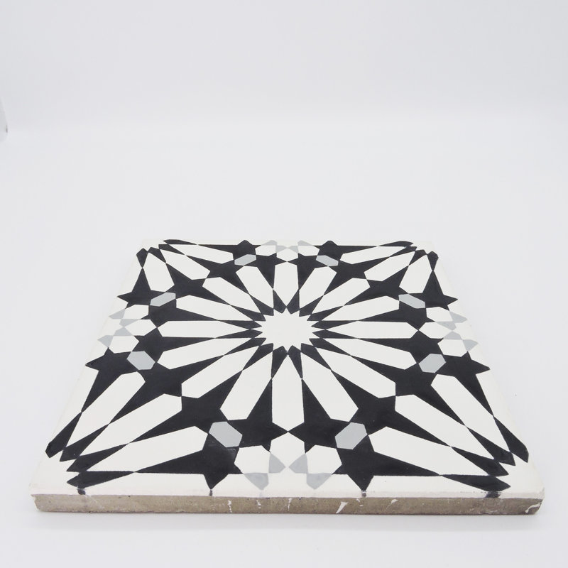 Alhambra 8" x 8" Cement Singular Wall and Floor Tile, White