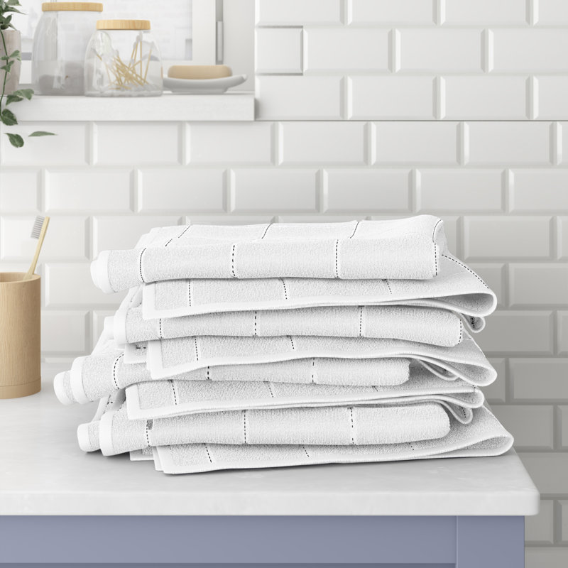 Ensemble de 4 serviettes 100% coton Amaarah, Blanc, Hand Towels - 4 Pack