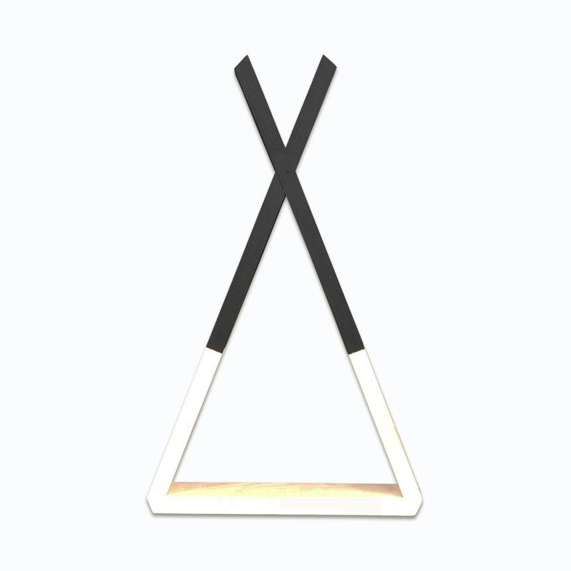 Étagère d'appoint triangulaire en bois massif, Noyer / Noir