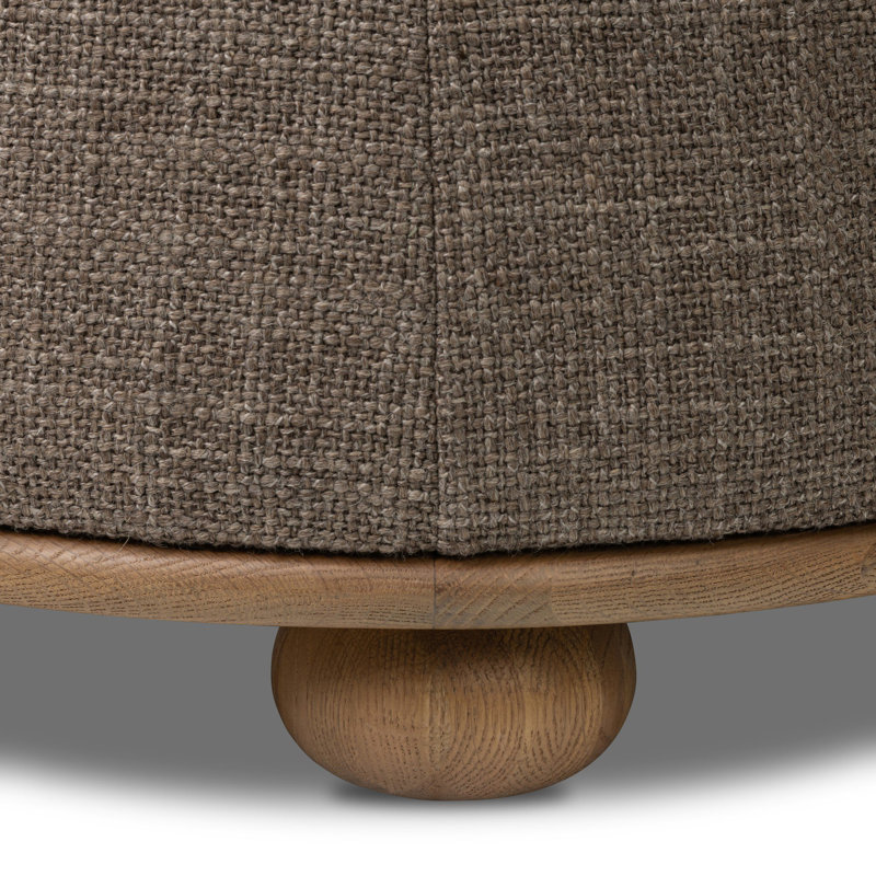 Bilbury Round Ottoman, Saxon Mink Textured Performance Basketweave
