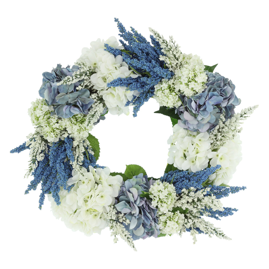 23" Wreath with Hydrangeas and Heather Primrue