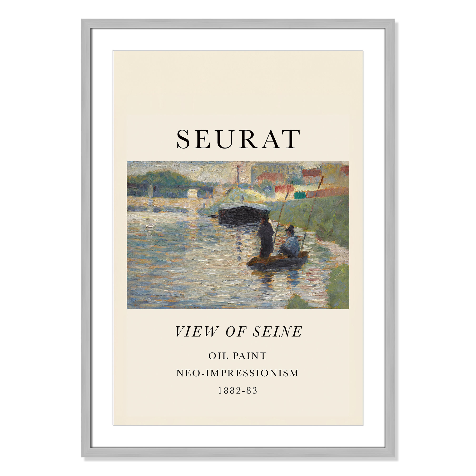 View Of Seine by Georges Seurat, Silver Single Picture Frame, Yes, 35.5" H x 25.5" W x 1.25" D