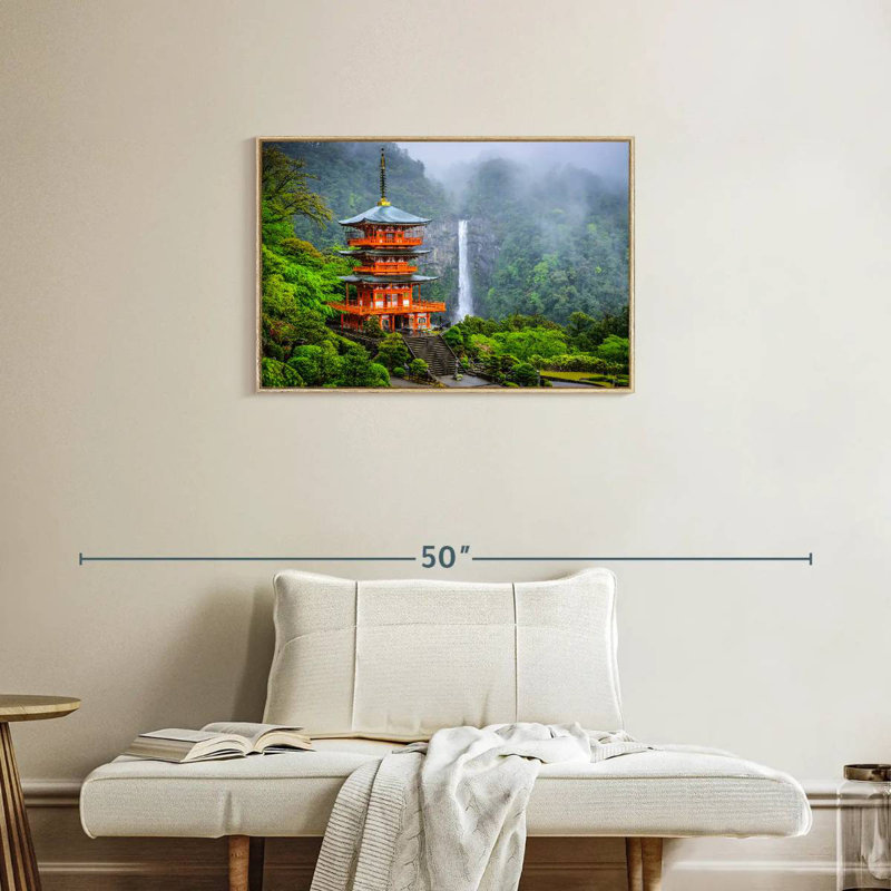 Sanctuaire Nachi Taisha, Cadre flottant en bois naturel, 31 po x 21 po