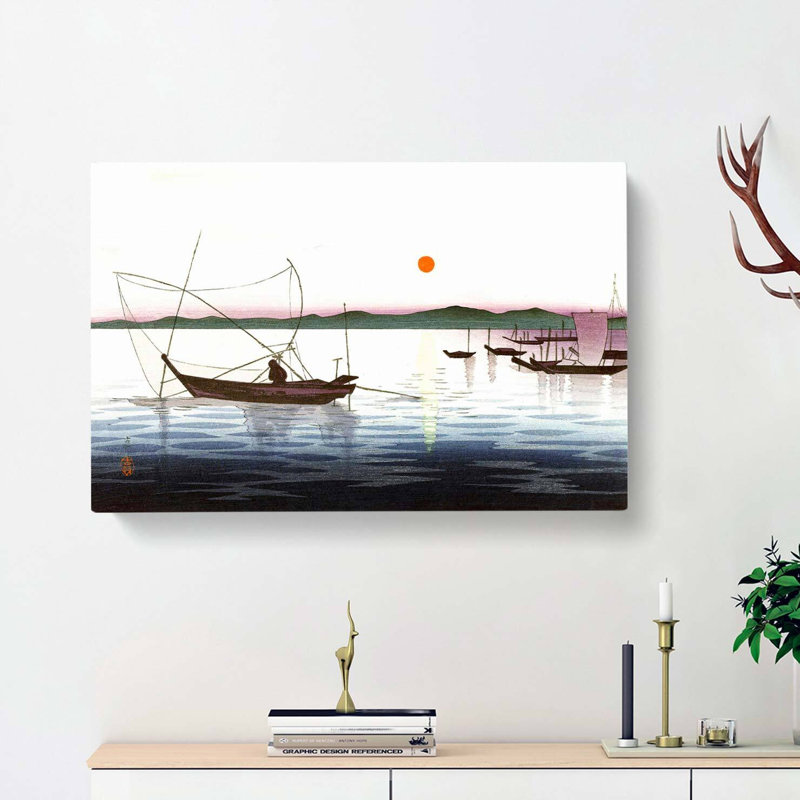 Boats & A Setting Sun by Ohara Koson - Wrapped Canvas, 35cm H x 50cm W x 3cm D