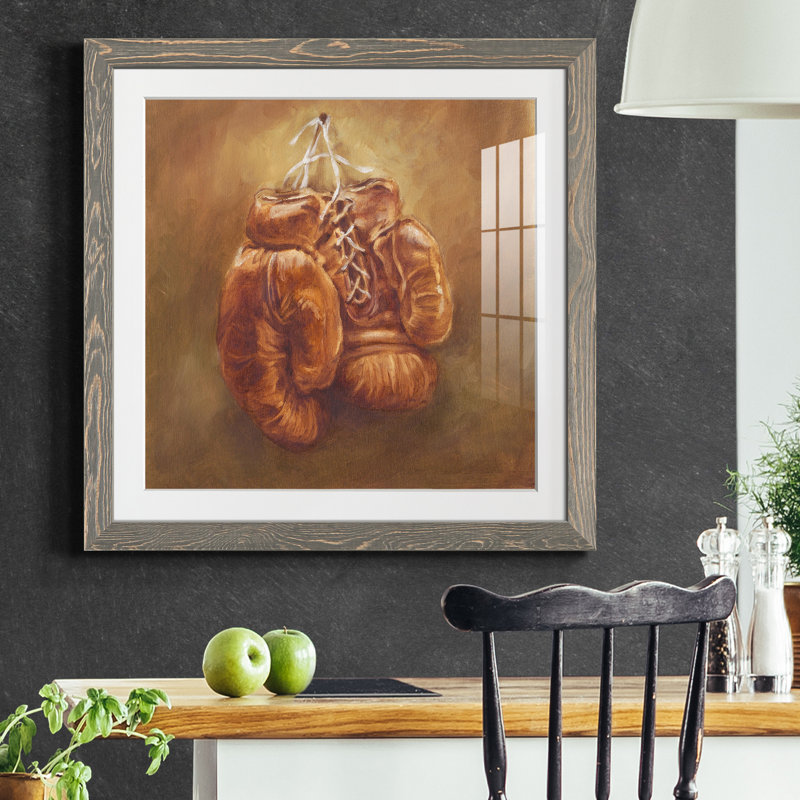«Rustic Sports I», reproduction encadrée de qualité supérieure - prête à être accrochée, Cadre en papier gris, Blanc