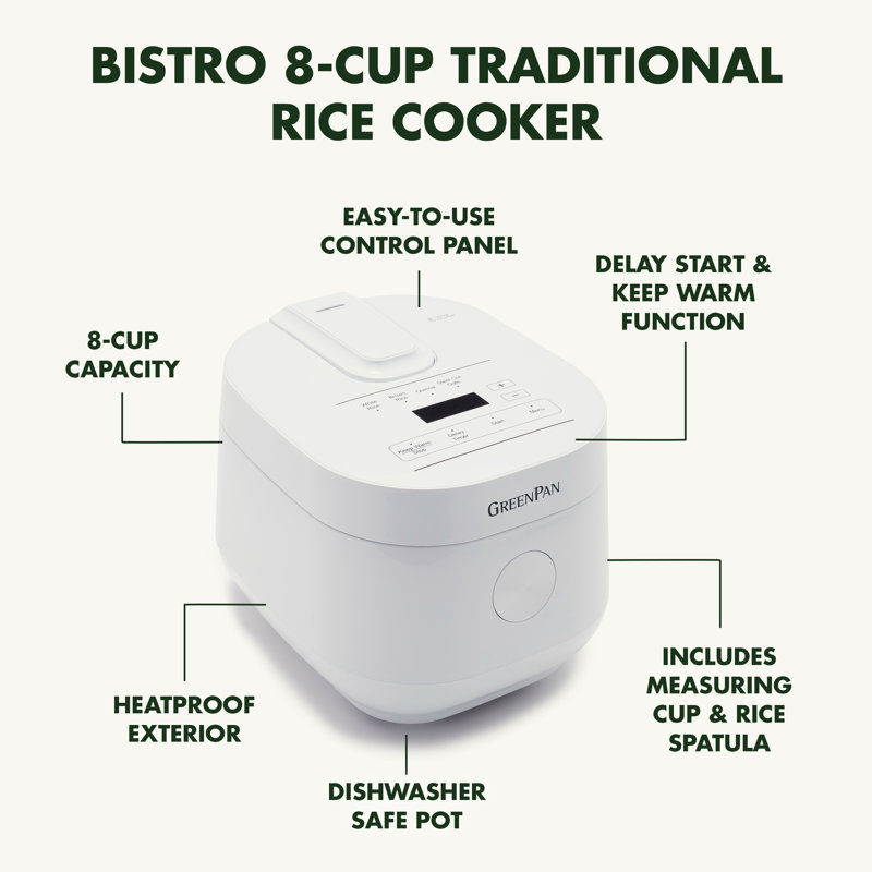 GreenPan Traditional Rice & Grain Cooker, White
