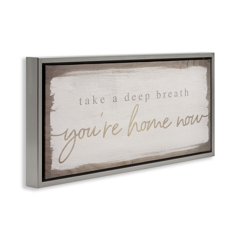 "You Are Home Now Weathered Chic Brown Grain", art mural sur toile flottante par Daphne Polselli, H 11 po x l 25 po