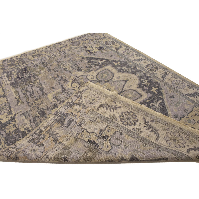 Tapis transitionnel Indo Heriz Serapi gris brunâtre 8 pi x 10 pi Mtued