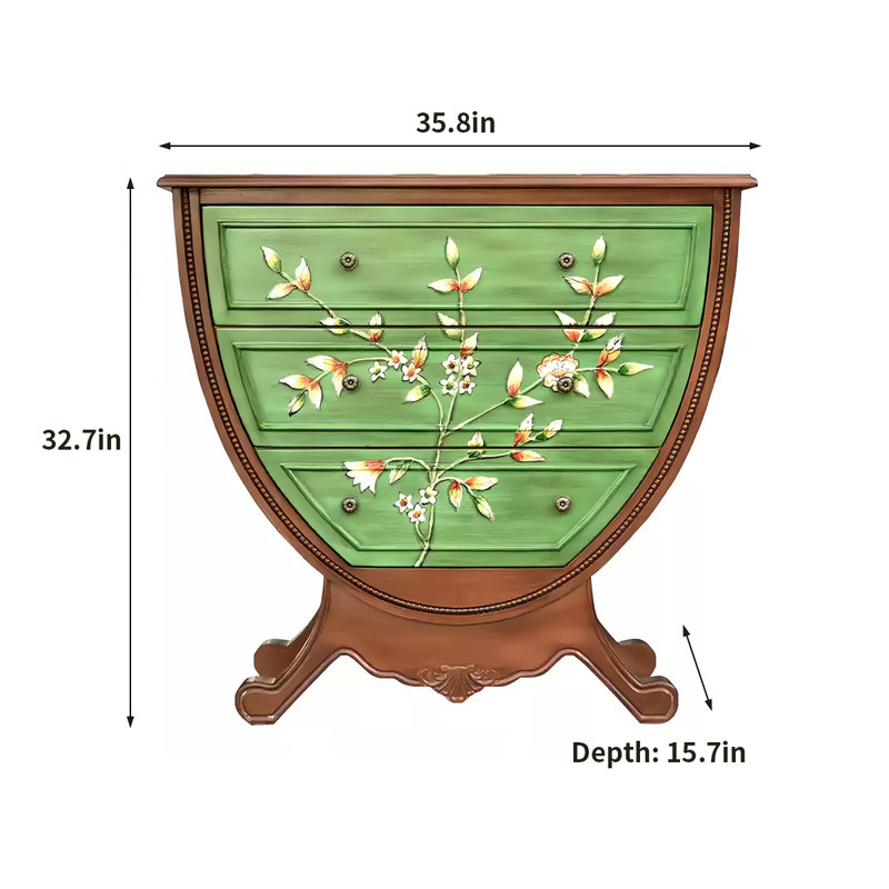 Commode décorative 3 tiroirs peinte à la main Elegant Design