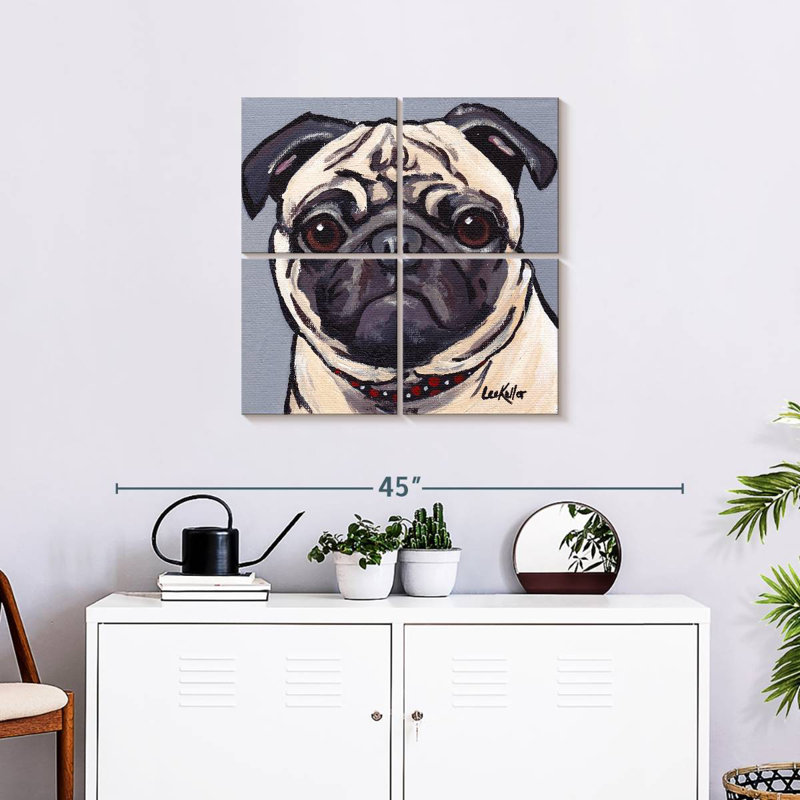 Brampt Pug On Gray, 26" H x 26" W