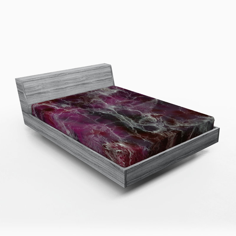 Drap-housse Ambesonne, Marbre gris anthracite / magenta, Drap-housse grand