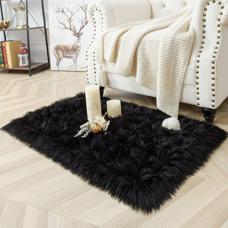 Ismene Solid Colour Shag Area Rug, Rectangle 60 x 120cm