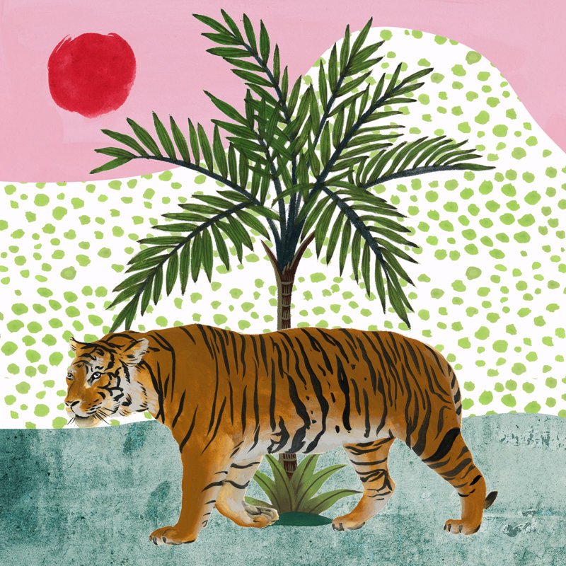 Tiger At Sunrise II by Melissa Wang - Wrapped Canvas Painting, 30cm H x 30cm W