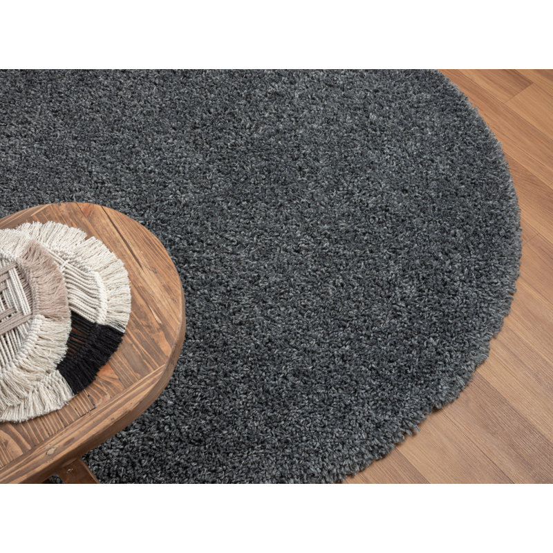 Lush Dark Grey Rug, Round 120cm