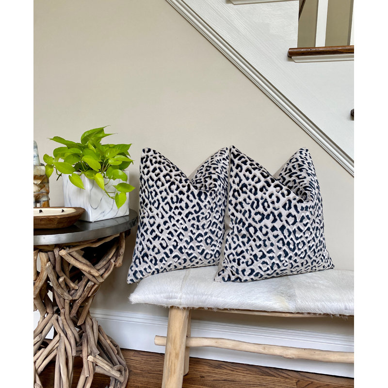 Housse de coussin en velours, 20 po x 20 po, Bleu marine