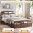 Twin Bed Frame with Storage Headboard, Solid Wood with Raised Footboard, Twin Size, Low Platform Design, Sturdy Slat Support, Natural Finish, Bedroom Use-35143902